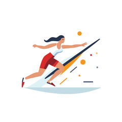 Fototapeta na wymiar Woman running on a surfboard. Vector illustration in flat style.