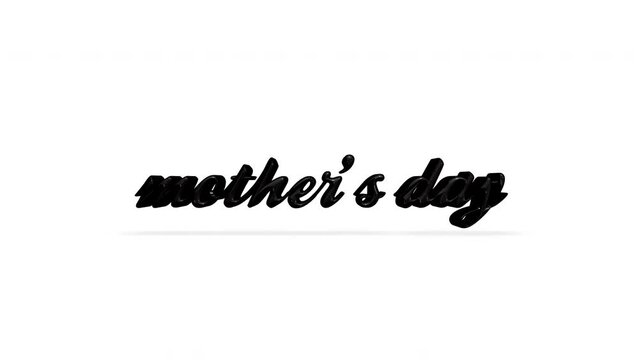 3D Mothers Day in cursive black lettering on a white background, showcasing a stylish and modern design for the special occasion