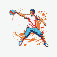 Handball player with a ball. Vector illustration of a handball player