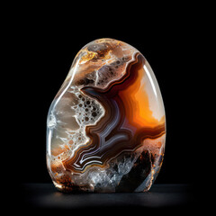  agate gem mineral on dark black background