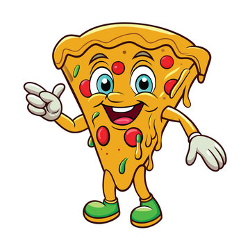 cartoon character pizza vector