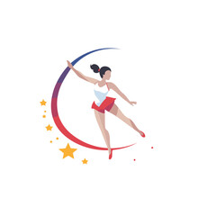 Girl gymnast on a white background. Vector illustration in flat style.