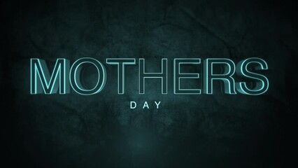 A vibrant blue neon sign that reads Mothers Day against a dark background, honoring and celebrating the important role of mothers and motherhood