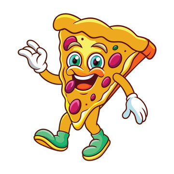 cartoon character pizza vector