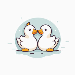 Vector illustration of a pair of rubber ducks on a white background.