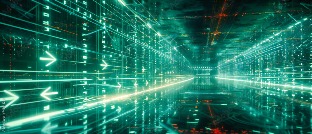 Aufkleber high-speed digital network tunnel. futuristic technology and data communication in a virtual space