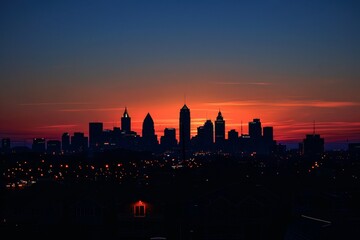 Skyline silhouette during the twilight hours
