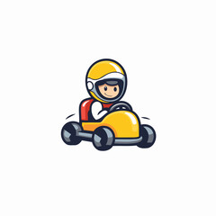 Cartoon karting icon on white background. Vector illustration.