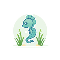 Seahorse flat vector icon. Sea lifene life. ecosystem. underwater. ocean. ocean. seahorse logo.