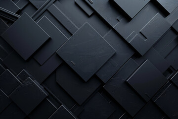 Dark angled view of a black textured design with subtle highlights - obrazy, fototapety, plakaty