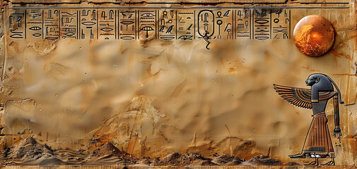 Ancient Egyptian hieroglyphs on ancient background