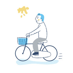 笑顔で自転車に乗るシニア男性