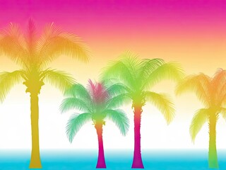 Fototapeta na wymiar Colorful palm silhouettes background in a free vector style