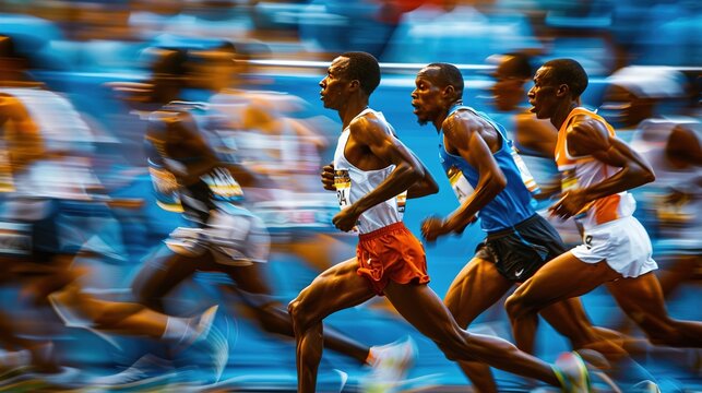 Dynamic marathon photo showcasing endurance and the diverse community of runners in competition. Marathon Running