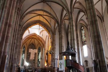 Fototapeta na wymiar protestant church (saint-thomas) in strasbourg in alsace in france