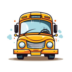 School bus icon. School bus vector illustration. Yellow school bus.