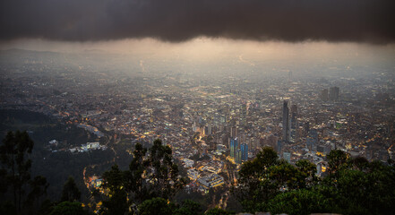 Fototapeta na wymiar Monserrate at dusk, Bogota, HDR Image