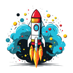 Space rocket icon. Cartoon illustration of space rocket vector icon for web design