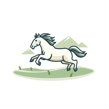 Horse running on the meadow. Vector illustration for your design