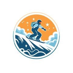 Snowboarder in the mountains. Vector illustration of a snowboarder on a snowboard.