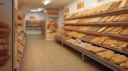 Foto auf Leinwand Various food types are available in the bakerys display case © tino