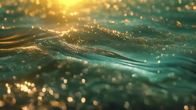 Shimmering waves of light ripple across the scene mimicking the powerful energy released during a solar flare. Flecks of gold and silver sparkle amidst a sea of electric blues