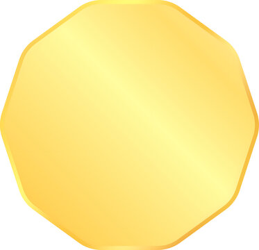 Golden rounded decagon label sign board png clipart for event holiday poster card background decoration