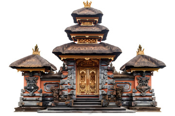 Traditional Balinese Temple Gate Isolated on White Background

