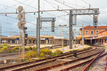 Pisa Centrale train station in Pisa view from the track side