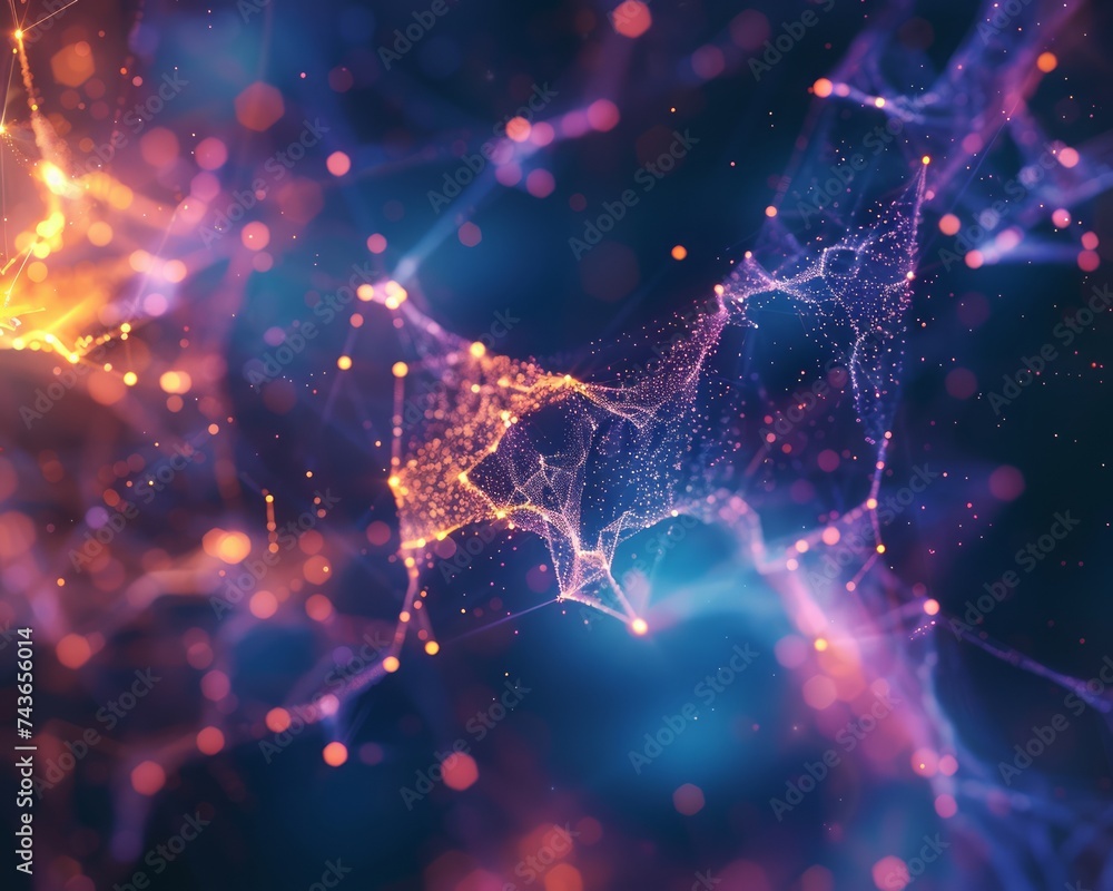 Aufkleber abstract network connections with glowing nodes on dark background