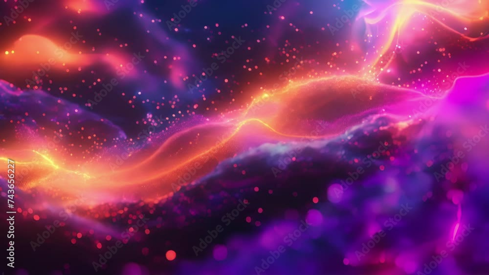 Poster a chaotic symphony of color and movement as particles dance and weave each one a piece of a mesmeriz