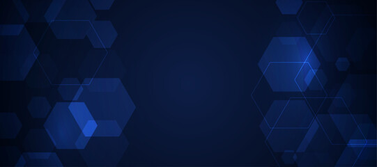 Abstract blue hexagonal background for futuristic digital hi-tech communication innovation design. - obrazy, fototapety, plakaty