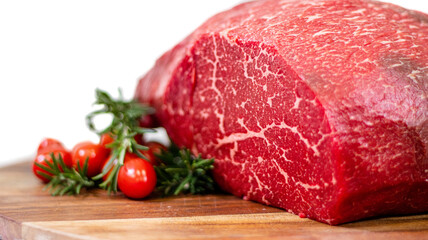 raw beef steak with rosemary