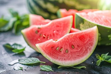 Freshly sliced mini personal watermelon 