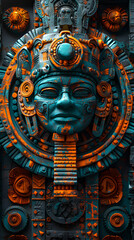 Obraz premium ancient aztech ethnic group face illustration