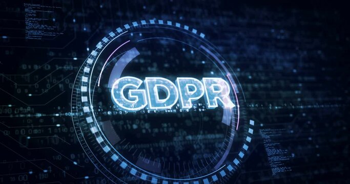 GDPR general data protection regulation symbol digital concept. Cyber technology and computer background abstract 3d.