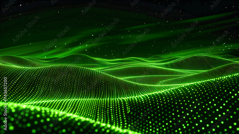 Poster digital network flow in a futuristic design. abstract light and particle movement in modern technolo