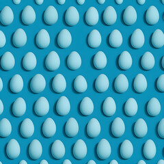 pattern of  blue Easter eggs on a blue background