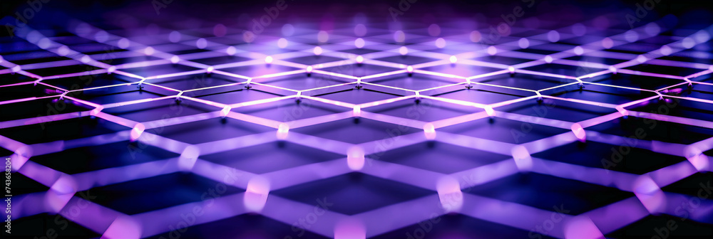 Poster neon grid in a futuristic abstract background. digital technology and light patterns in a vibrant sp