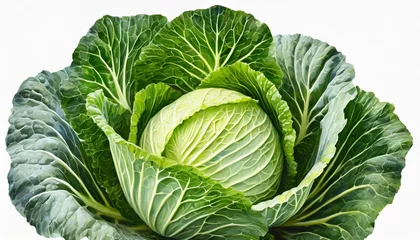 Papier Peint photo Lavable Pékin a head of ripe beijing cabbage a hand drawn illustration in realistic style in gouache for vegetarianism chinese cabbage isolated on white design element for textiles cooking recipes