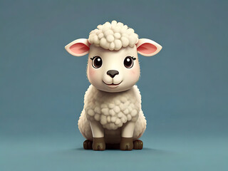 flat vector logo of a cute sheep	