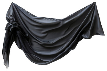 Naklejka premium Black cloth empty banner isolated on white background Generative Ai