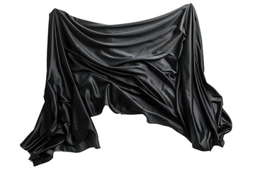 Naklejka premium Black cloth empty banner isolated on white background Generative Ai