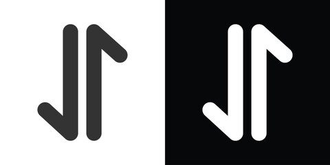 up and down arrow together, data icon on black and white © ThejCreation
