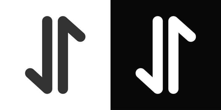 up and down arrow together, data icon on black and white