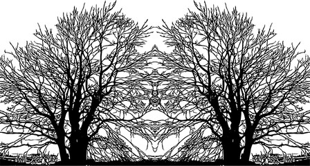 Vektor Ebene großer Baum mit Ästen im Winter - Design Element - Spiegelung