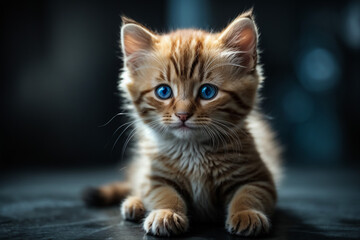 Cute ginger kitten with studio lighting
