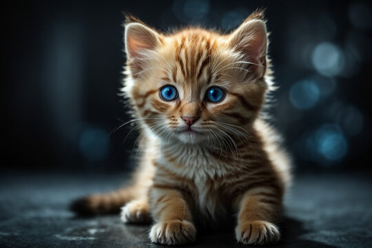 Cute ginger kitten with studio lighting

