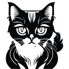 Black and white vector illustration of cat