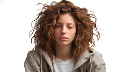 Mujer expresando aburrimiento y emoción de pereza. Boca triste y  ojos cansados. aislado sobre el fondo.